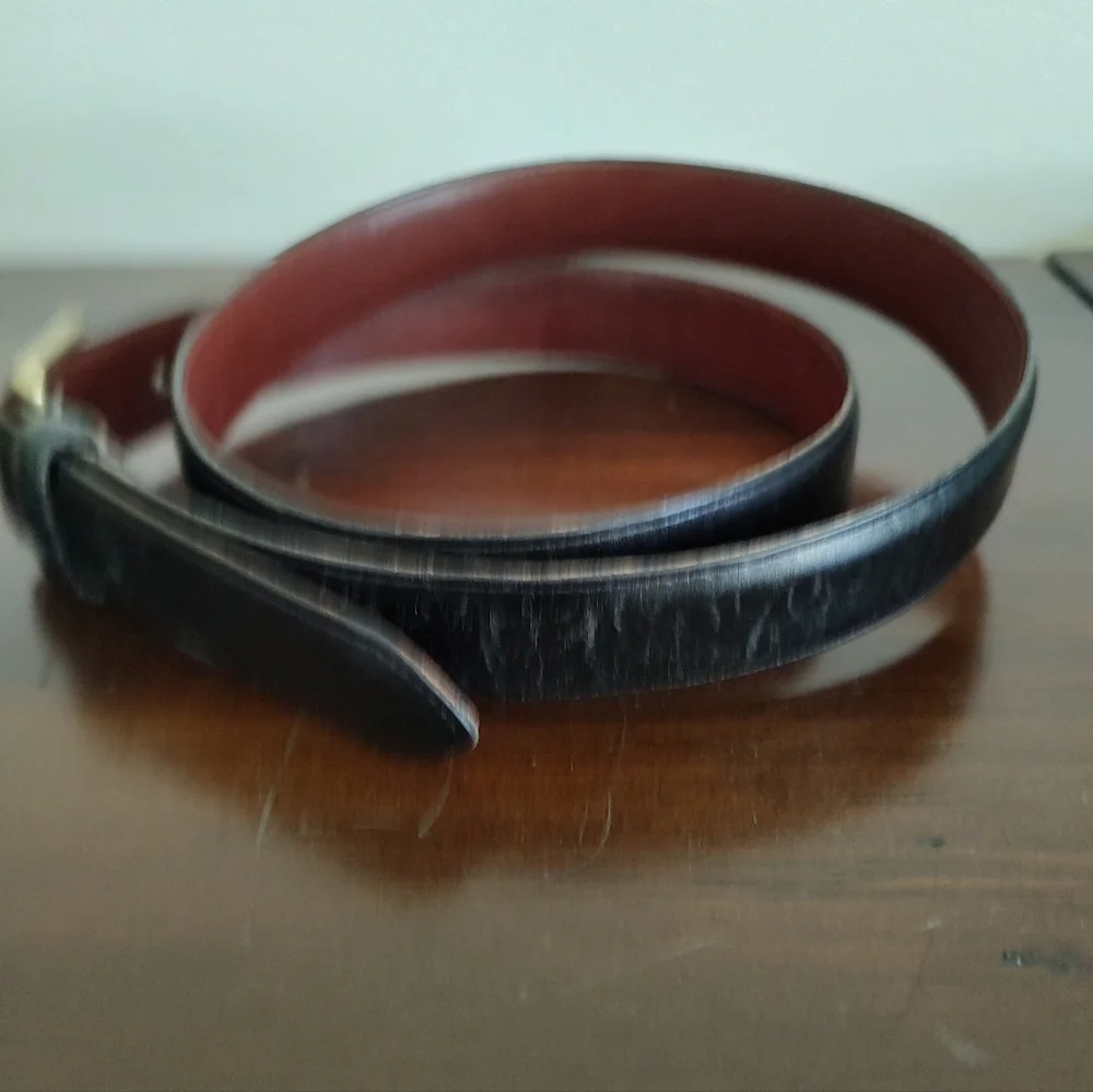 Vintage Coach Men's Leather Belt With Brass Buckle Black Made In USA Size 40
